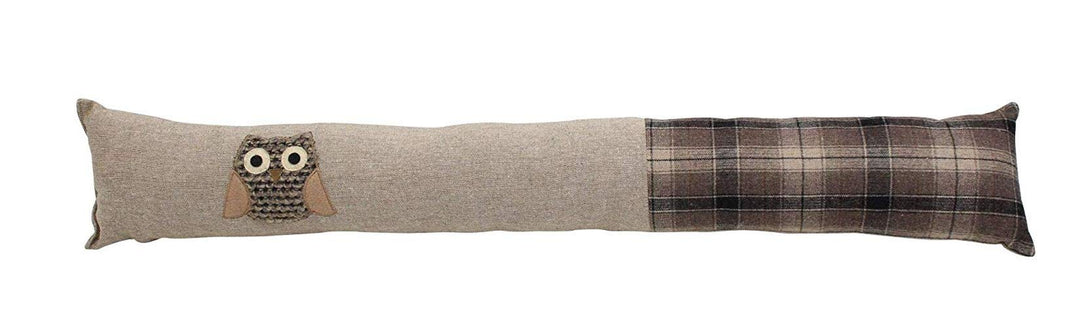 Zugluftstopper Eule, 90 cm lang, in Canvas-Optik und Karo-Stoff, Fensterdichtung, Türdichtung, Isoli