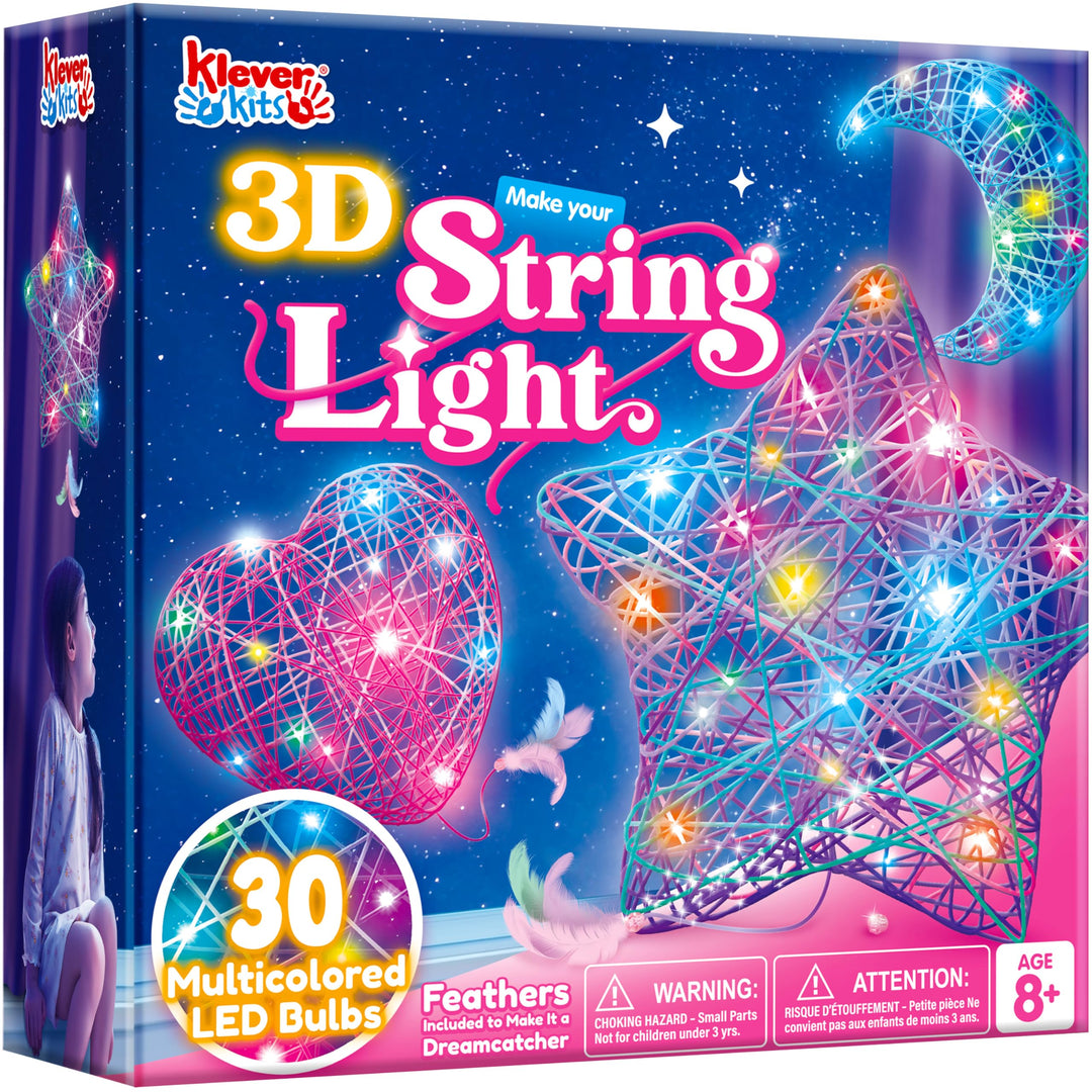 Klever Kits 3D-Fadenkunst-Set für Kinder,Kunsthandwerk für Kinder im Alter von 8,9,10,11,12 Jahren,D