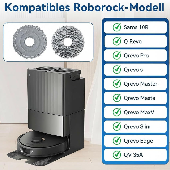 8 Stück Wischtücher Ersatzteile für Roborock Q Revo/Qrevo MaxV Roboter Staubsauger, Spin Reinigungsp