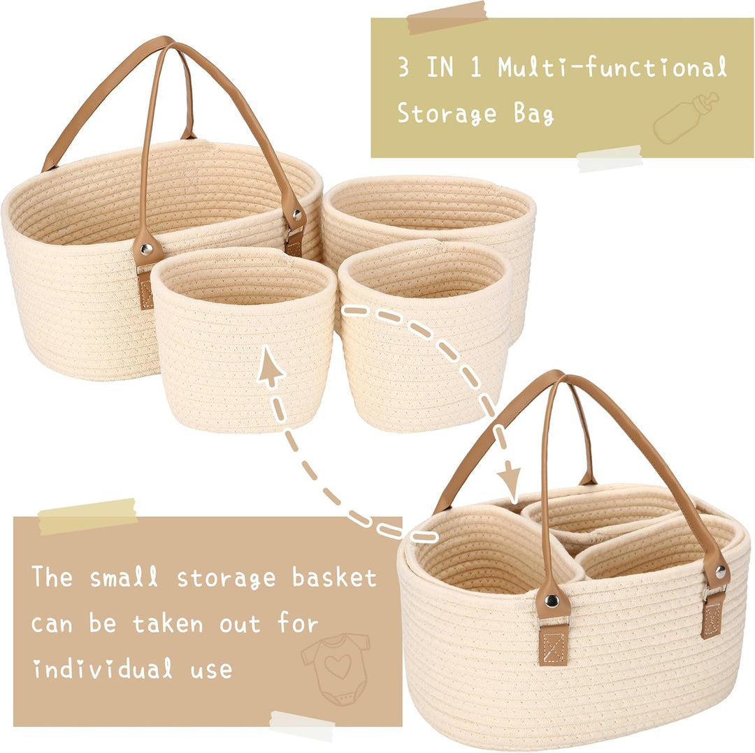 Hinwo Windelaufbewahrungsbeutel mit Seilgriff - Multifunktionaler Babyorganizer für Windeln, Hygiene