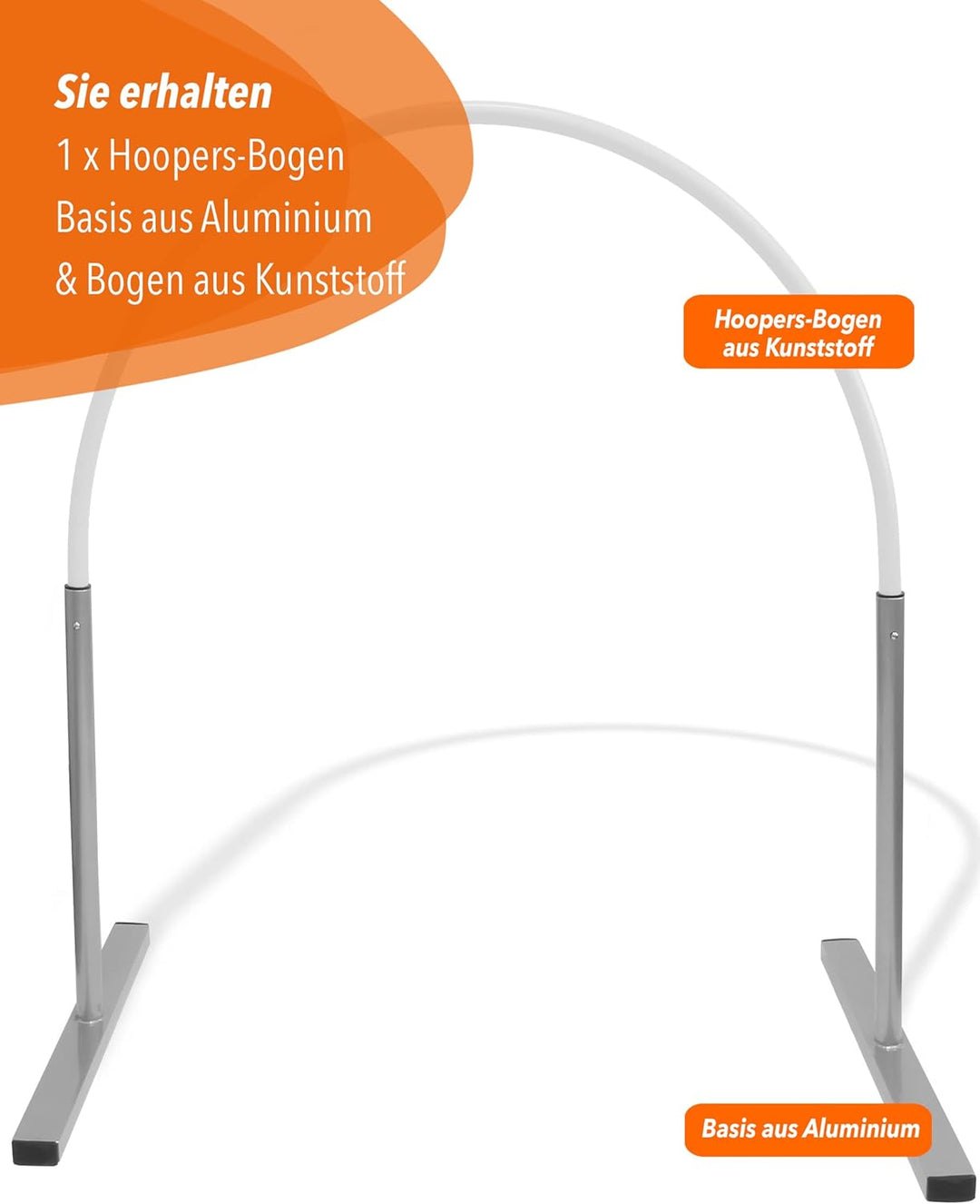 Hoopers Hoop mit Aluminiumfüssen und flexiblem Steckbogen, stabil & VDH-konform, Bogenfarbe Weiss, w