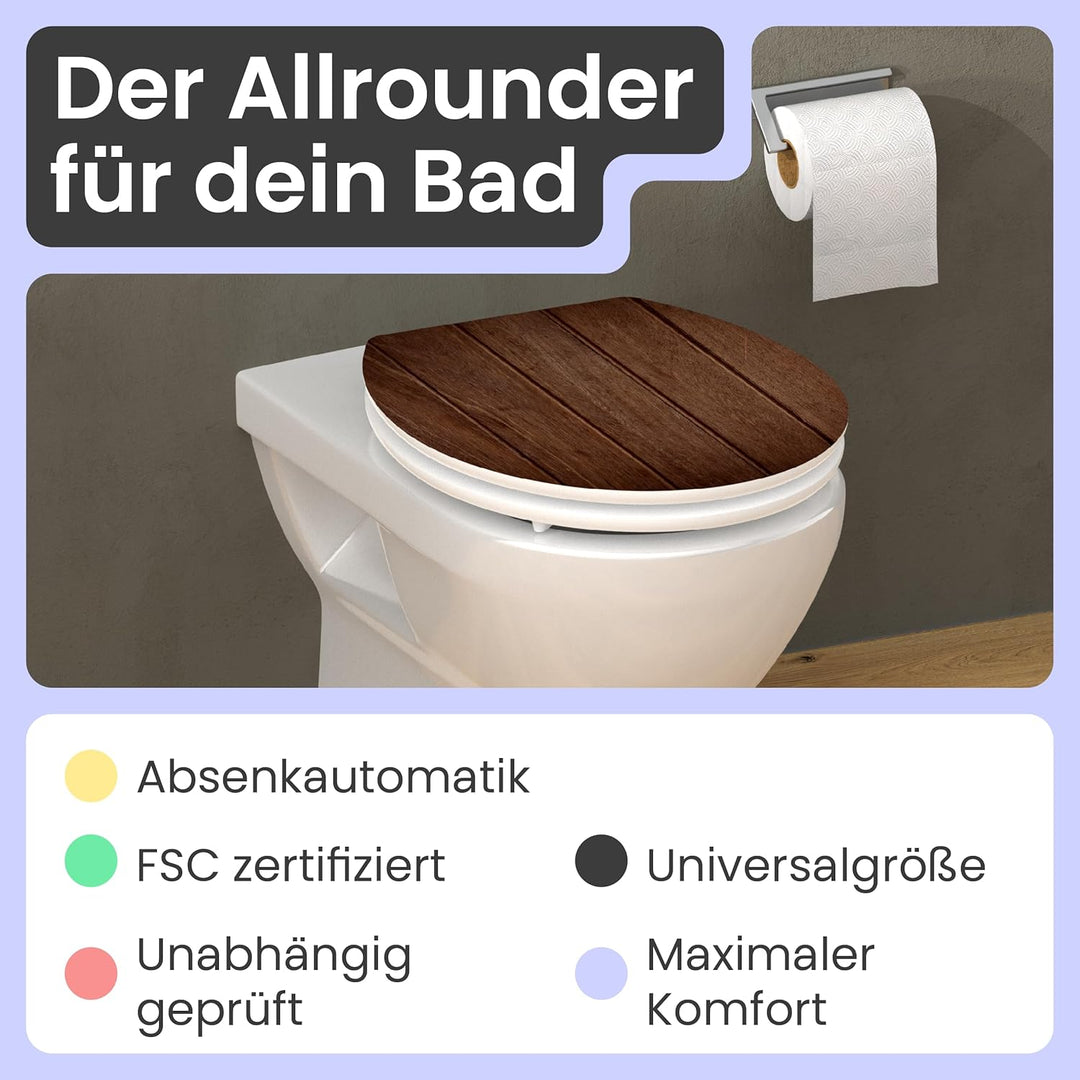 instmaier Gaia | WC Sitz mit Motiv | Dunkles Holz | MDF-Holz geprüft nachhaltig mit FSC-Zertifizieru