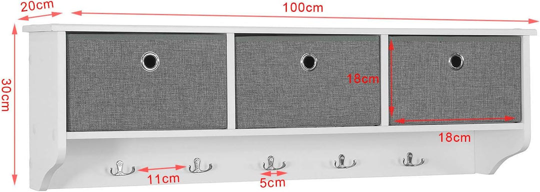 SoBuy Wandgarderobe-Set Flurset Flurmöbel Schuhbank mit Sitzfläche Flurgarderobe FSR35-W+FRG282-W