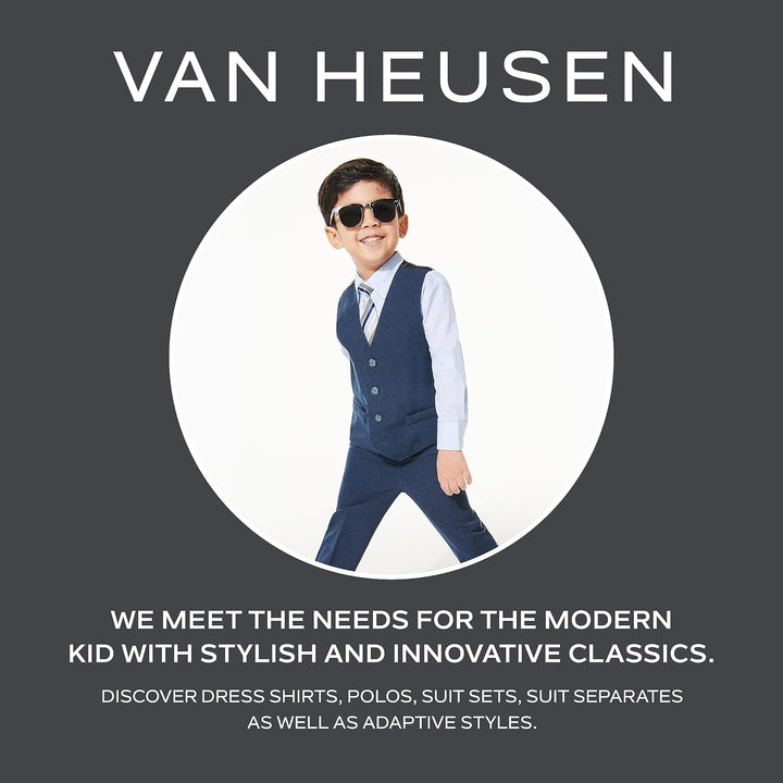 Van Heusen Flex-Stretch-Hose für Jungen, Flache Vorderseite 8 Husky Oxford-grau, 8 Husky Oxford-grau