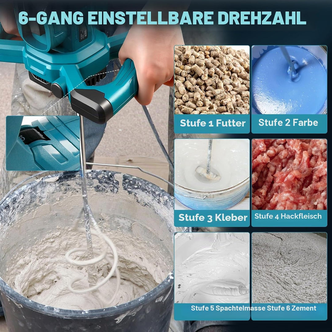 Akku Farbmörtelrührer Kompatibel mit Makita 18V Batterie, Bürstenlos Rührwerk Mörtelrührer Tragbarer