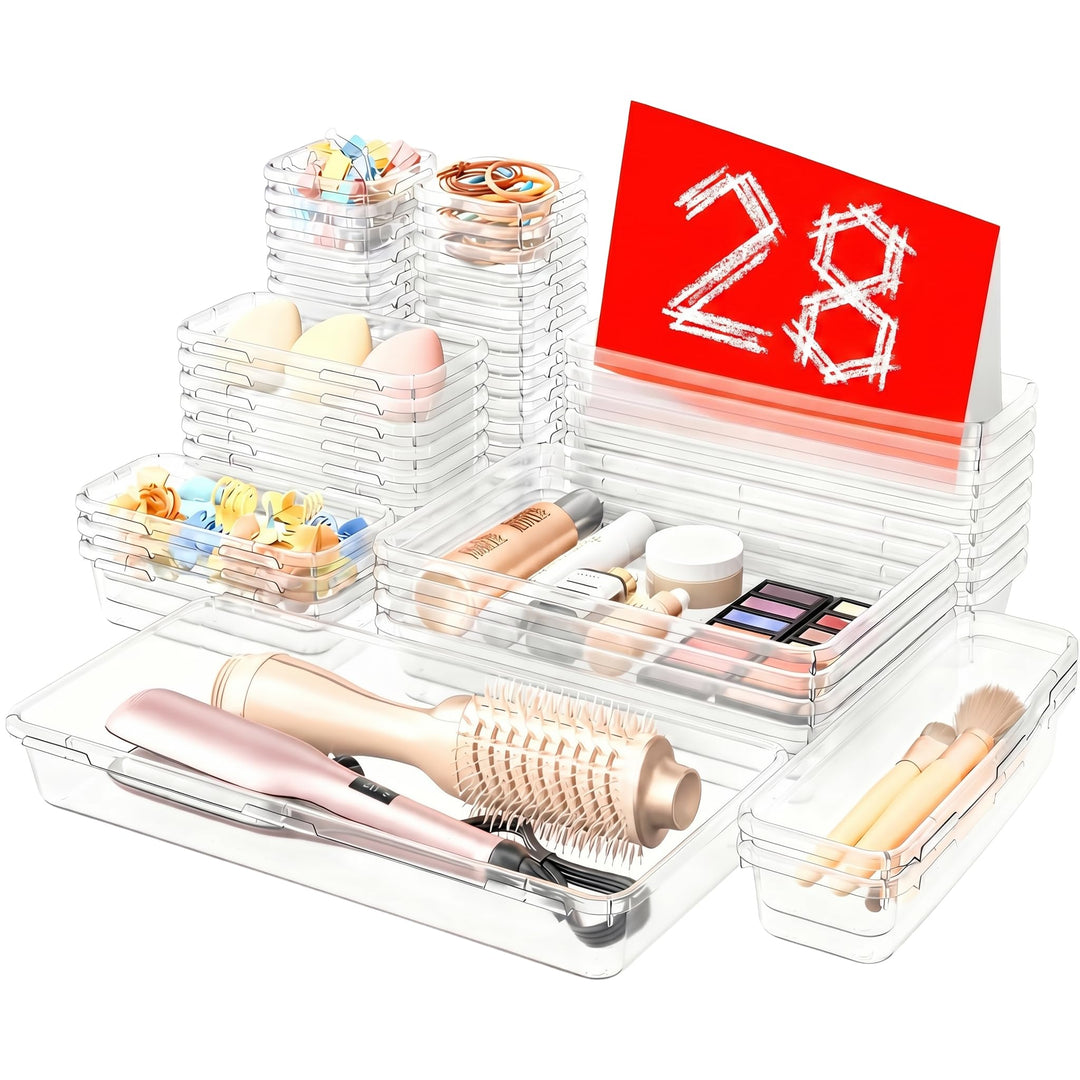 A-LuGei【Transparent 28er Schubladen Organizer,【Upgrade auf 5 Grössen】 Schminktisch Organizer Schubla