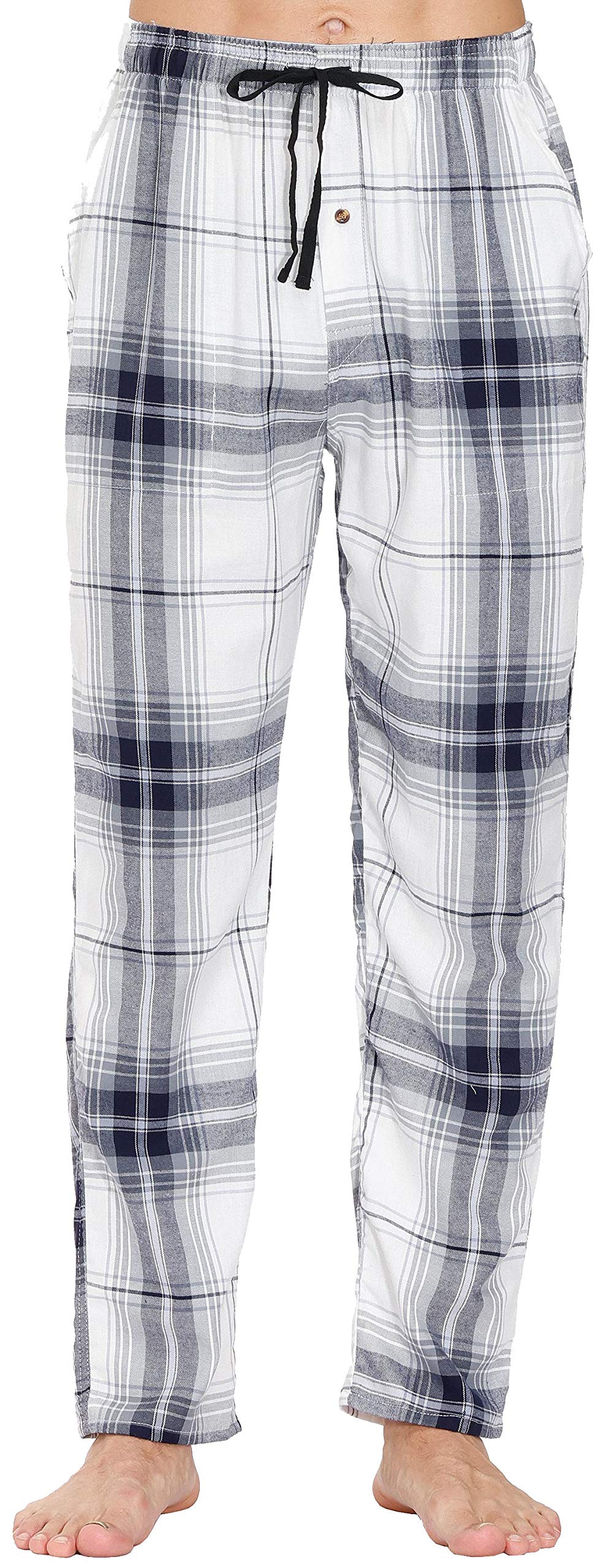 MoFiz Herren Pyjamahose Warm Lang Baumwolle Weich Schlafanzughose Kariert Winter Nachtwäsche Freizei