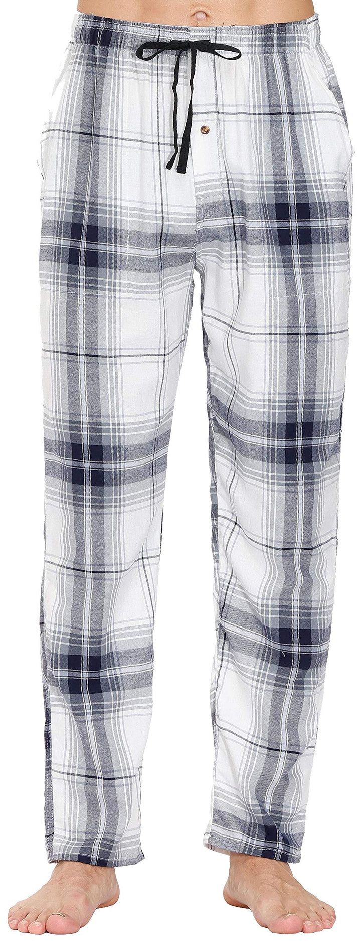 MoFiz Herren Pyjamahose Warm Lang Baumwolle Weich Schlafanzughose Kariert Winter Nachtwäsche Freizei