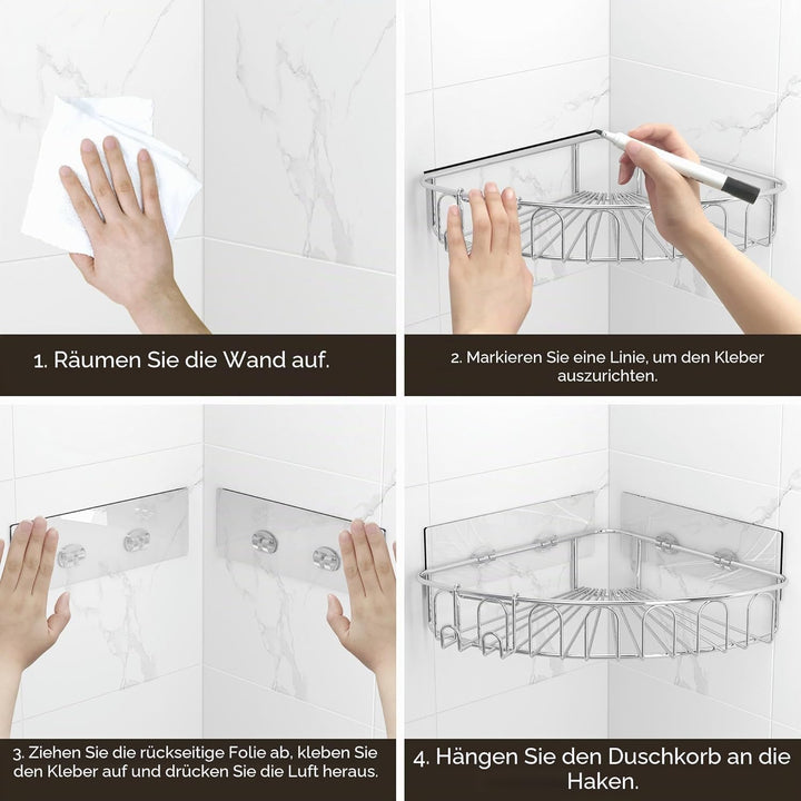 Orimade Eckablage Duschablage ohne Bohren SUS304 Edelstahl, Selbstklebend Duschregal Duschkörbe Rost