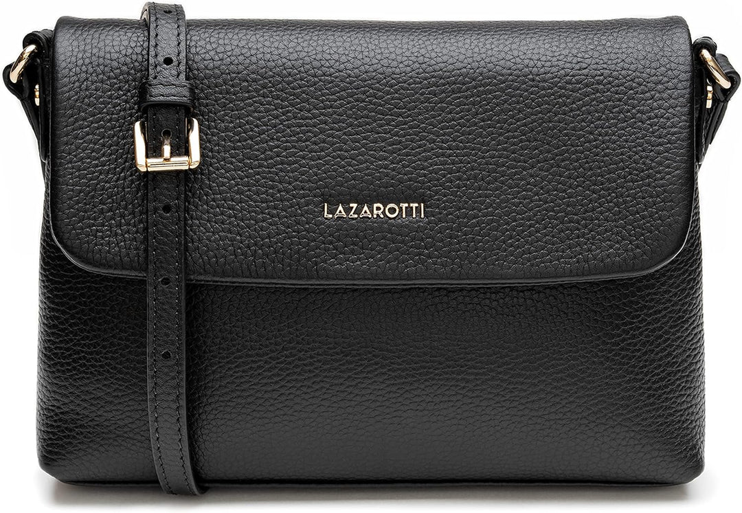 Lazarotti Bologna Leder Umhängetasche Damen | verstellbarer Schulterriemen | mittelgrosse Crossbody