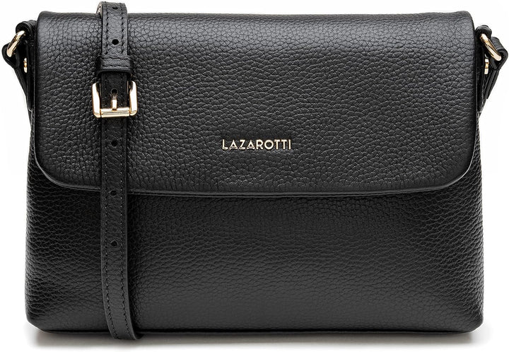 Lazarotti Bologna Leder Umhängetasche Damen | verstellbarer Schulterriemen | mittelgrosse Crossbody