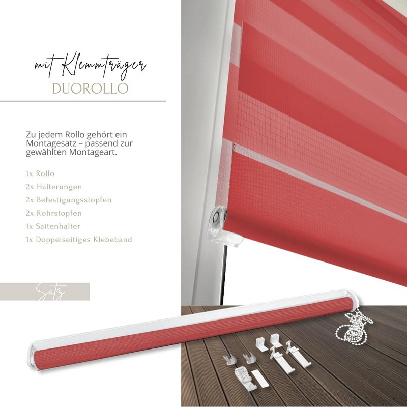 Home-Vision® DuoRollo Klemmfix, Doppelrollo ohne Bohren mit Klämmträgern, Rollos für Fenster und Tür