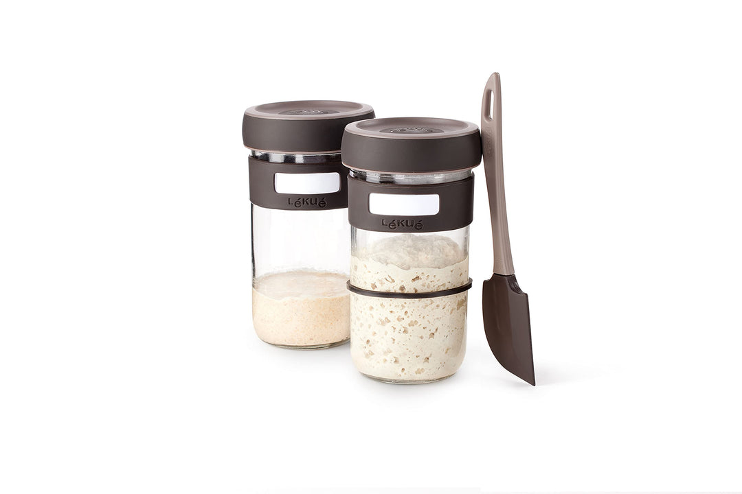 Lékué 3000200SUR Panaire Sauerteig-Set, Silikon Glas, Transparent