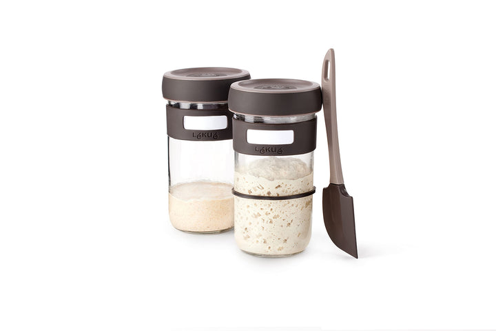 Lékué 3000200SUR Panaire Sauerteig-Set, Silikon Glas, Transparent