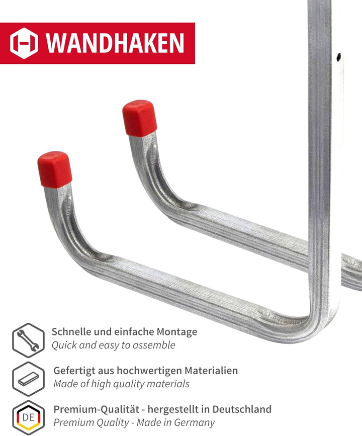 Gedotec Wandhaken Garage Metall-Haken Werkstatt | Schwerlast-Gerätehalter 250 x 300 mm | Befestigung