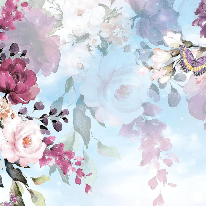 Runa Art Wandbilder Blumen 5 Teilig Bild auf Vlies Leinwand Deko Wohnzimmer Blumenbild Blau Bunt 026