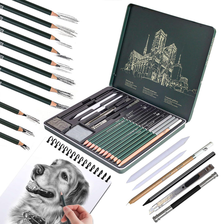 19 Stück Skizzen Zeichen Bleistift Set, Ideal zum Schattieren für Zeichnen Skizzieren Anfänger und K