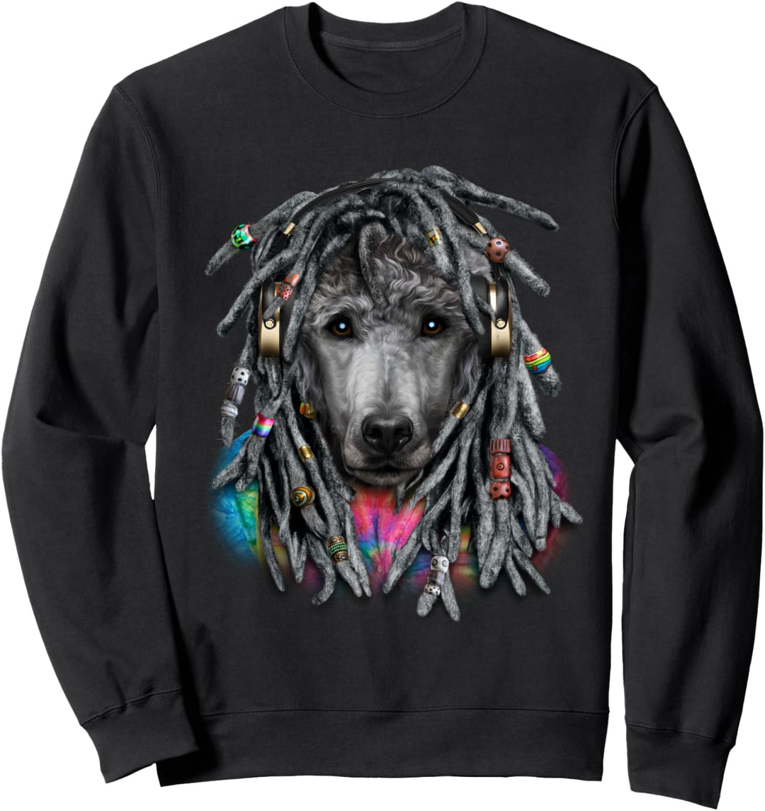 Grauer Pudelhund mit Reggae-Dreadlocks-Haaren Sweatshirt