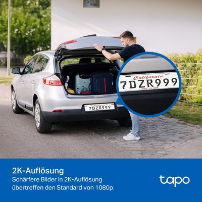 Tapo C51A 2K WLAN Überwachungskamera Aussen, 360° Schwenk-/Neige, Vollfarbige Nachtsicht, Personener