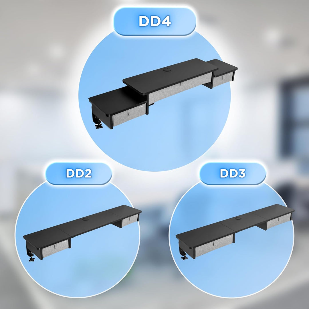 Duronic DD4 BK Schreibtischaufsatz, Schreibtisch Regal mit Tischklemmen 120 x 25 x 17,5 cm, Monitors