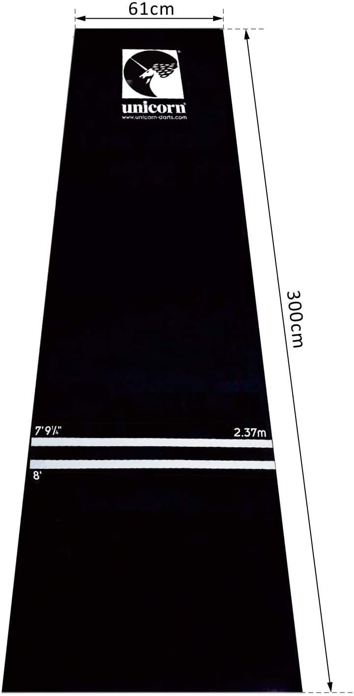 Unicorn Professional Dart Mat, Heavy Duty Gummi Dartmatte, schwarz