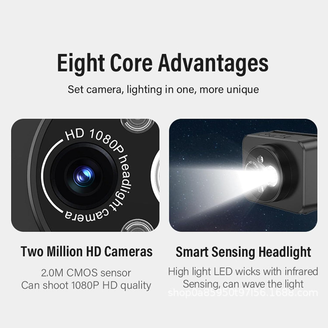 VBESTLIFE Am Kopf Montierte Kamera mit LED-Scheinwerfer, Tragbare HD 1080P 2MP Action-Kamera für Näc