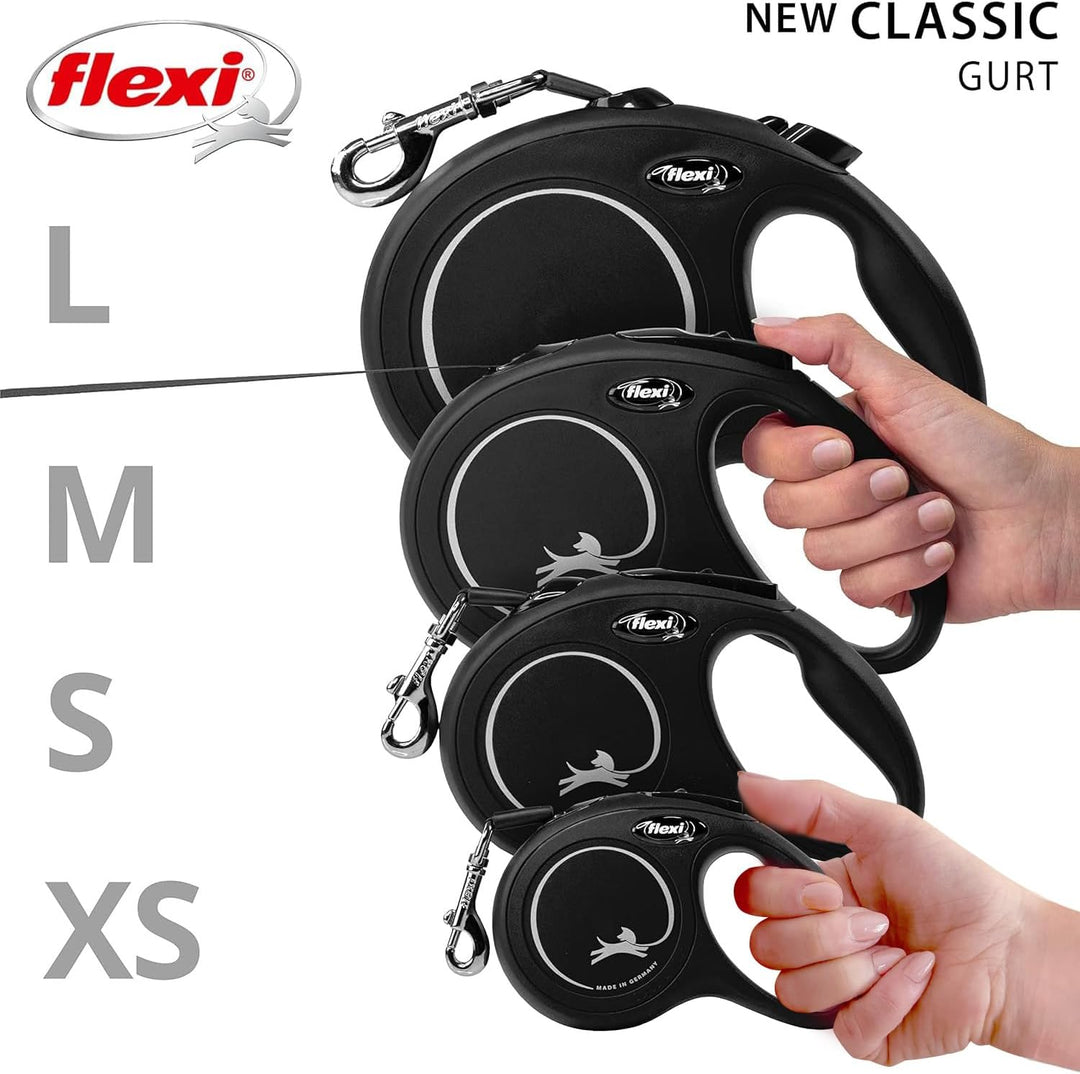 flexi® Classic S Gurt 5 m schwarz, Roll-Leine für Hunde bis 15 kg S: 5m (max. 15kg) Schwarz, S: 5m (