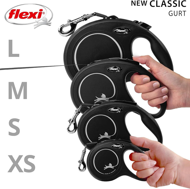 flexi® Classic S Gurt 5 m schwarz, Roll-Leine für Hunde bis 15 kg S: 5m (max. 15kg) Schwarz, S: 5m (
