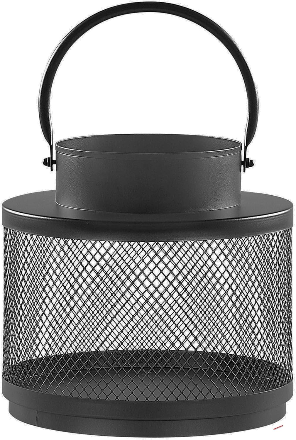 Moderne Laterne schwarz aus Metall 24 cm Metallgitter und Henkel rund Yamdena