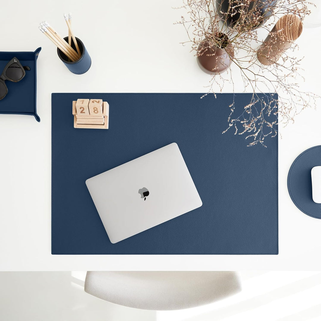 Eglooh - Iris - Taschenleerer aus echtem Leder Blau - Schreibtisch-Organizer mit modernem Design - A