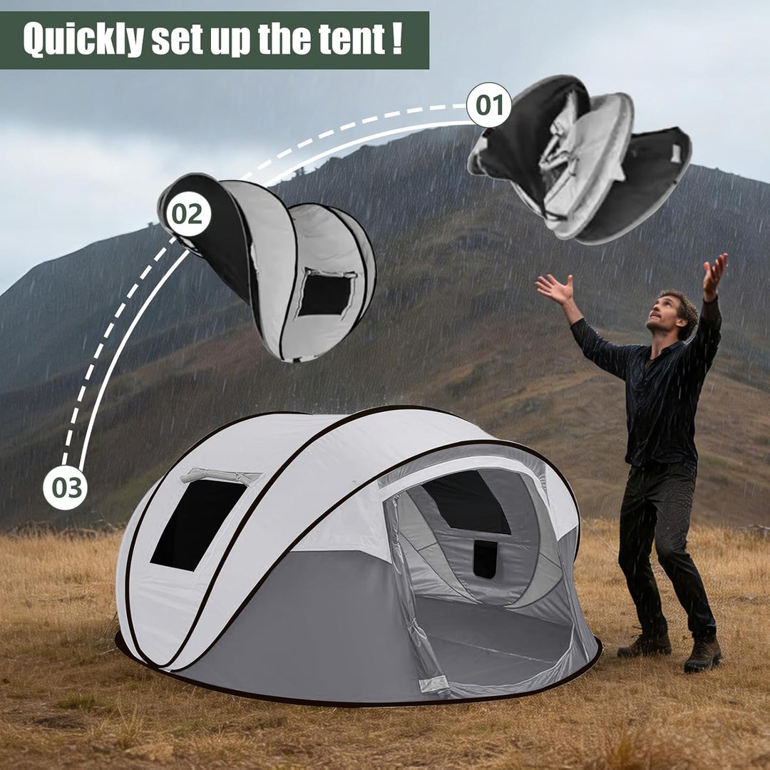 Camping Zelt, Pop Up Zelt 4-5 Personen, Automatisches Aufstellzelt in 3 Sekunden, Wurfzelte Wasserdi