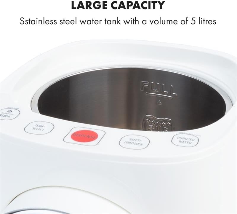 Klarstein Hot Spring Plus Heisswasserspender, Wassertank: 5 Liter, grosses LCD-Display, Temperaturen