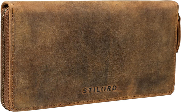STILORD 'Emilia' Damen Portemonnaie RFID Schutz Elegante Klassische Geldbörse gross aus echtem Rinds