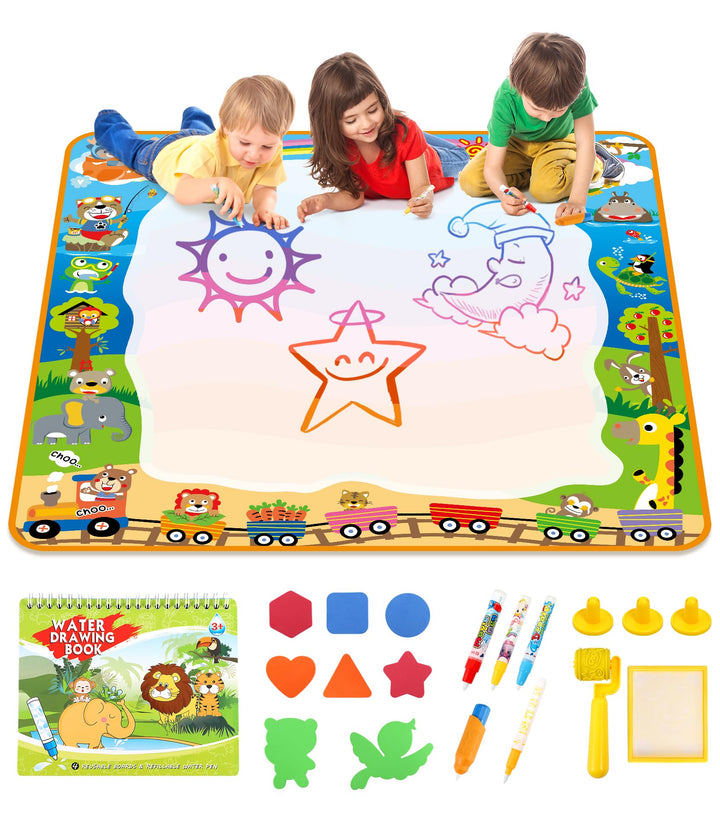lenbest Aqua Magic Doodle Matte - 100×100cm Wasser Doodle Matte XXL - Malmatte mit 4 Wasserstift - G