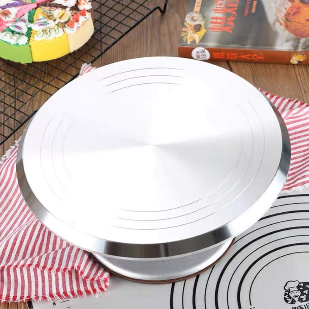 Zonfer Rund Rotierende Kuchen-plattform Edelstahl-Kuchen-schwenker-Platte Silikon-Basis Revolving St
