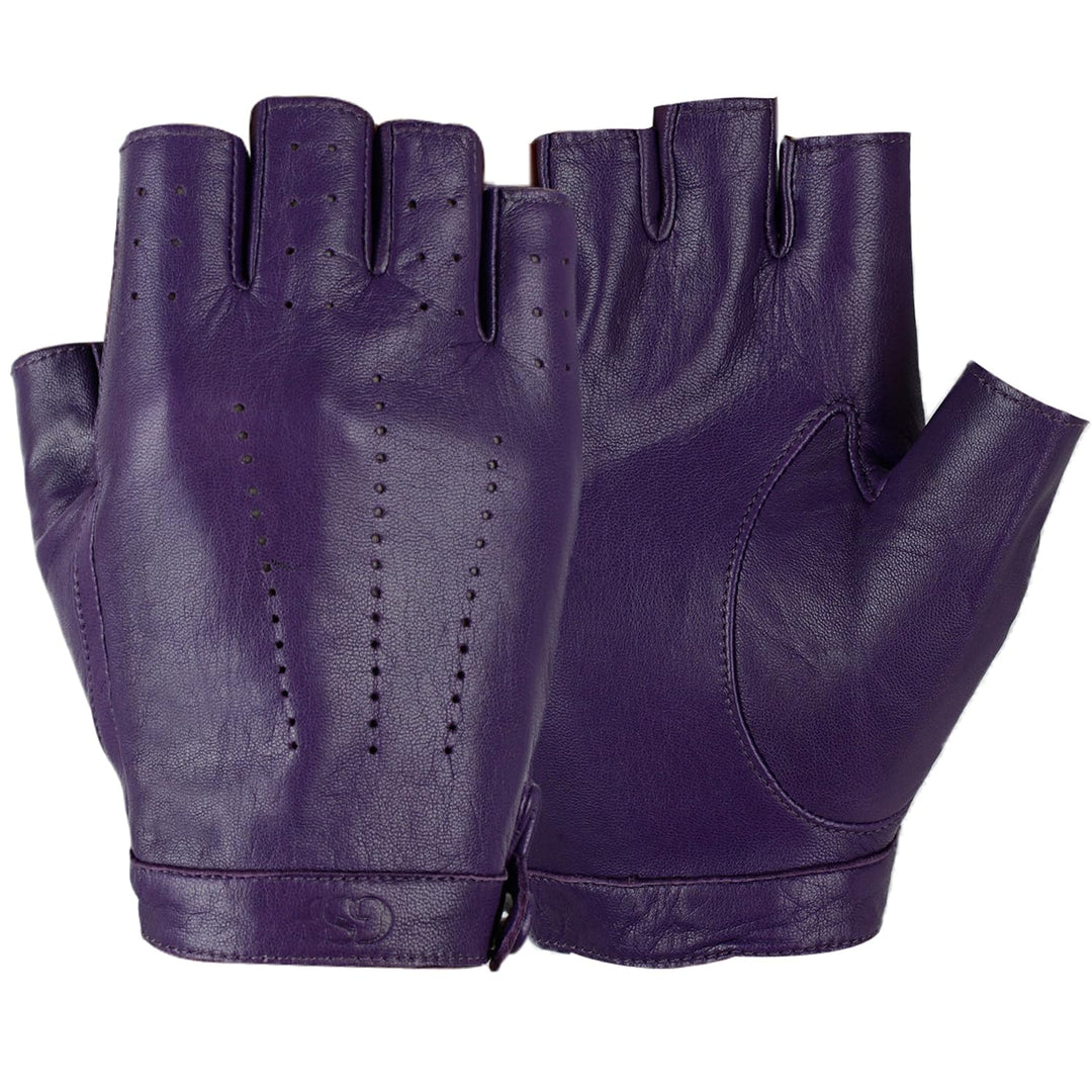 GSG SINCE 1998 Halbfinger Lederhandschuhe Damen – Fingerlose Fahrhandschuhe aus weichem Schafsleder,