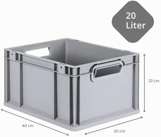 PROREGAL SuperSparSet 5x Eurobox NextGen Grip | HxBxT 22x30x40cm | 20 Liter | Griffe offen | Glatter