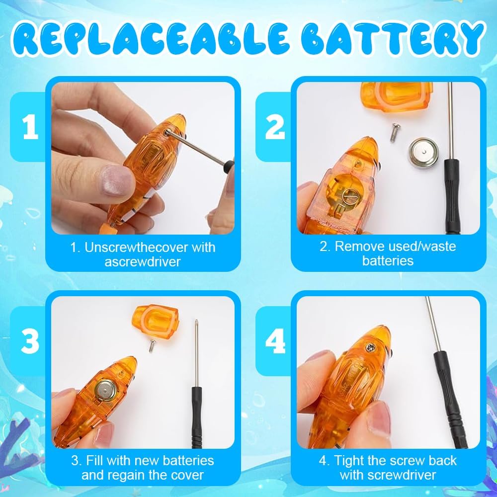 4PCS Robo Fisch Katze Spielzeug, Elektronischer HaustierFisch, Roboter Fischs mit Leuchtende, Batter