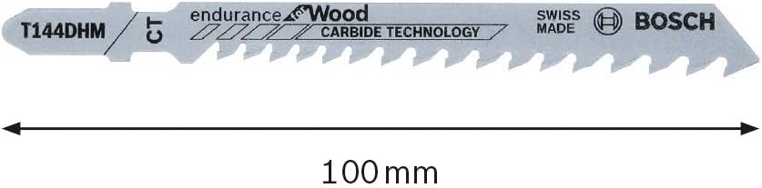 Bosch Professional 3 Stück Stichsägeblatt T 144 DHM Endurance for Wood (für Holz, Zubehör Stichsäge)
