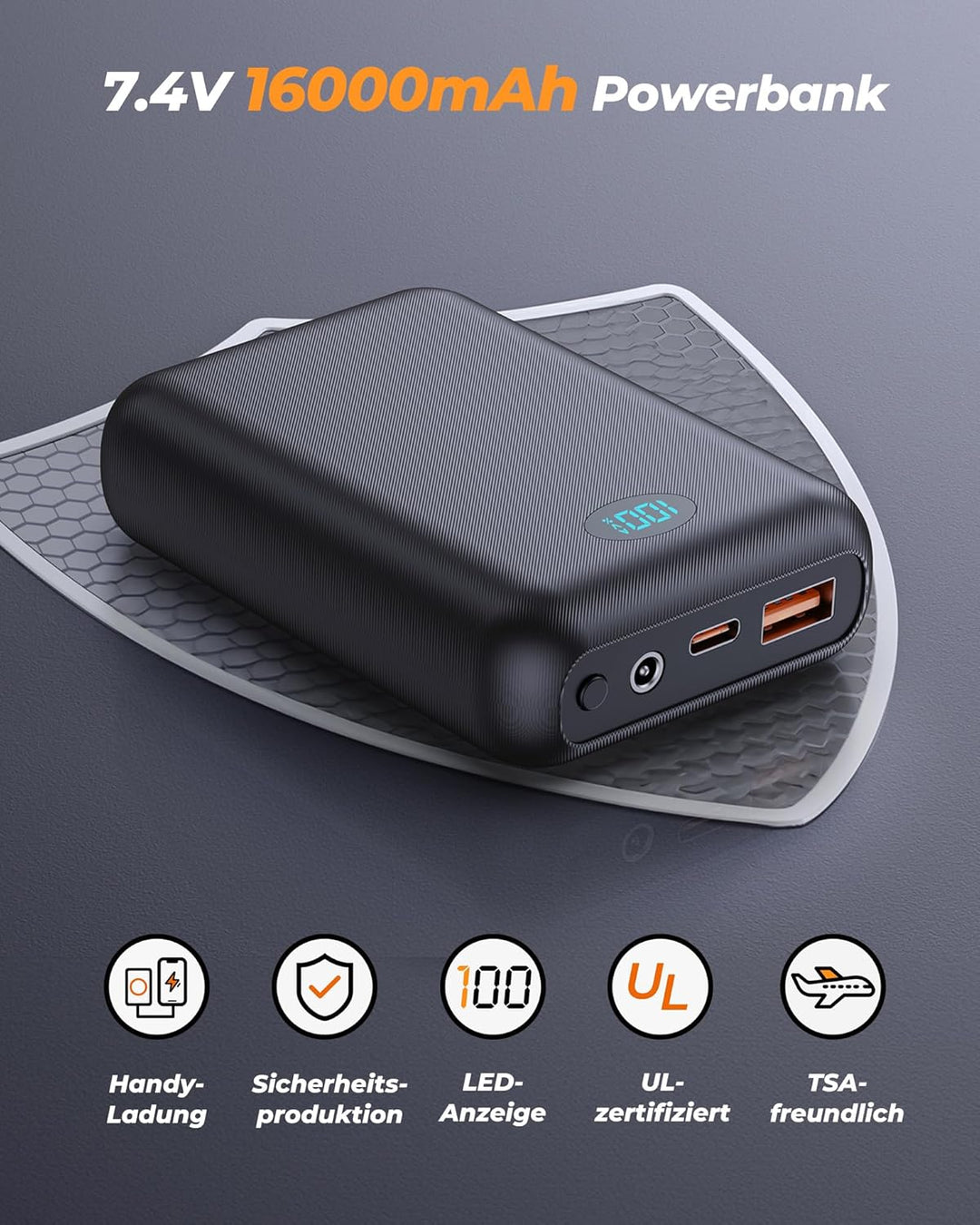 Heizweste Damen mit 16000mAh 7,4V Powerbank - Beheizbare Weste mit 9 Heizzonen und 3 Einstellbaren T