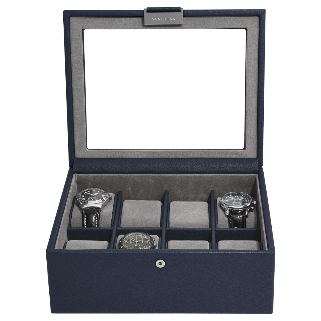 Stackers Navy Blue 8 Piece watch box, Navy