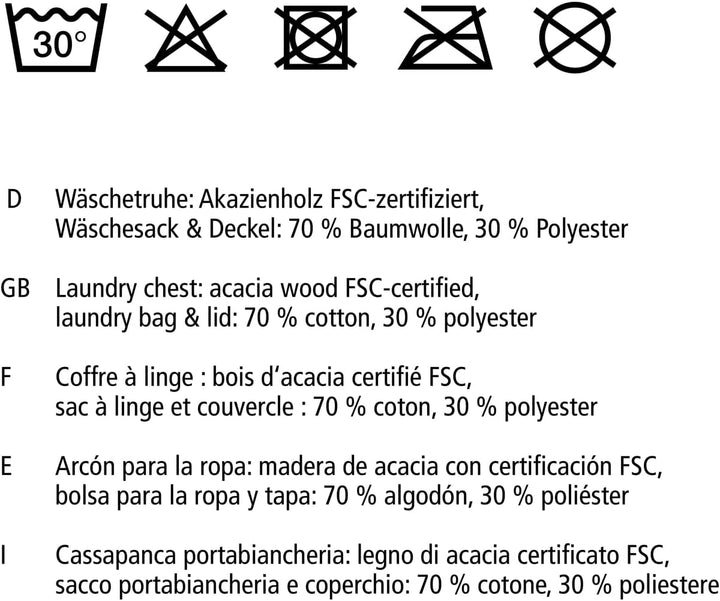 WENKO Wäschetruhe Acina, hochwertiger Wäschesammler aus natürlichem Akazienholz ökologisch FSC® zert