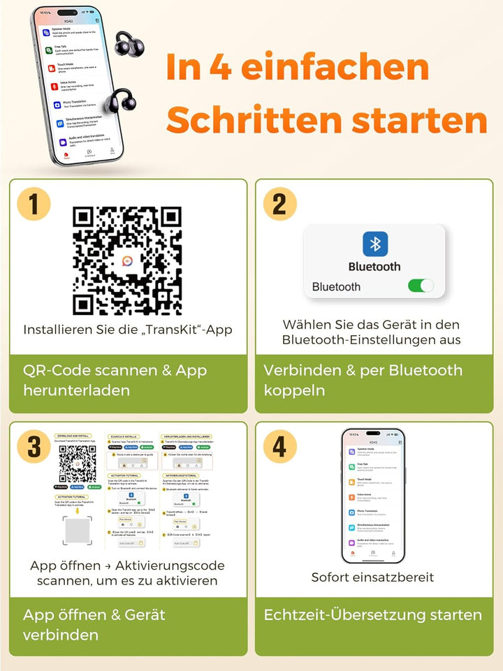 AI Kopfhörer Übersetzer Übersetzungskopfhörer In Echtzeit: 3 In 1 Übersetzungskopfhörer LCD Touchscr