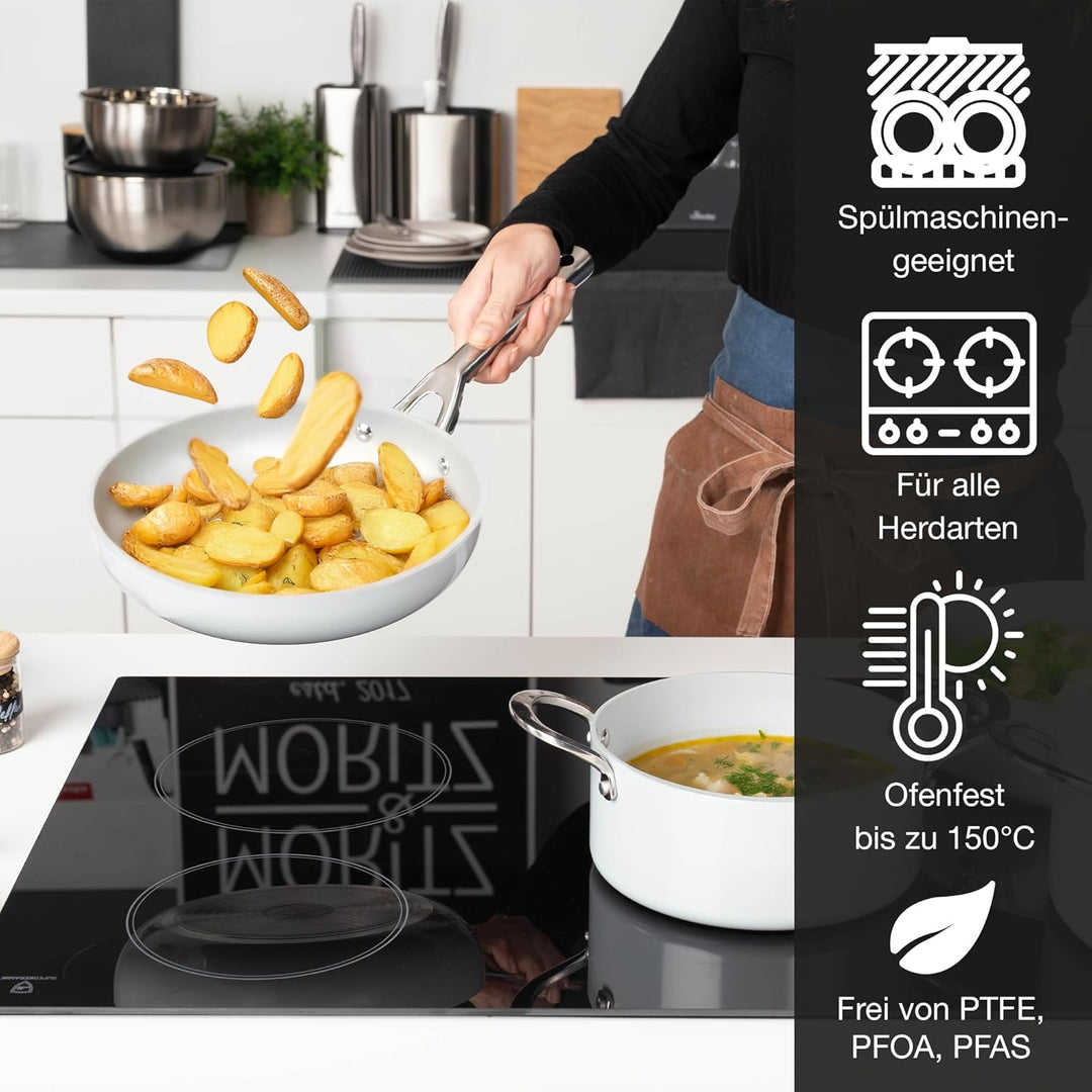 Moritz & Moritz 7-tlg. Aluminium Topf und Pfannenset Induktion mit Deckel, 2x Kochtöpfe Induktion mi