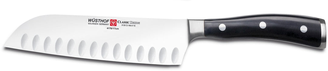 Wüsthof Santoku, Classic Ikon (4176-7), 17 cm Klingenlänge, mit Kullen, geschmiedeter Doppelkropf, r