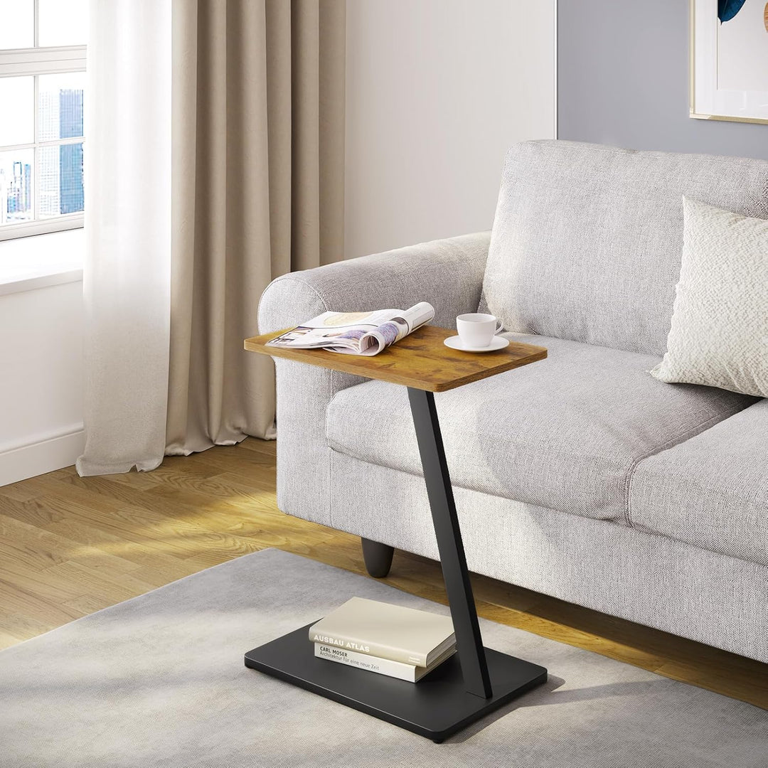 EUGAD Beistelltisch C Form, Couchtisch Sofatisch Wohnzimmertisch, mit Metallgestell, für Sofa Couch