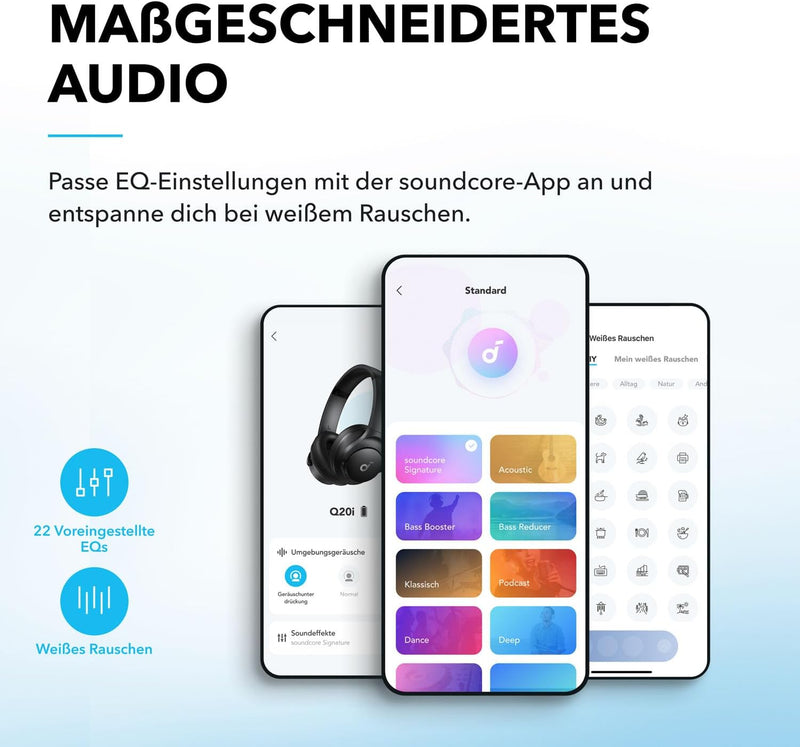 soundcore by Anker Q20i kabelloser Bluetooth Over-Ear-Kopfhörer mit Hybrid Active Noise Cancelling,