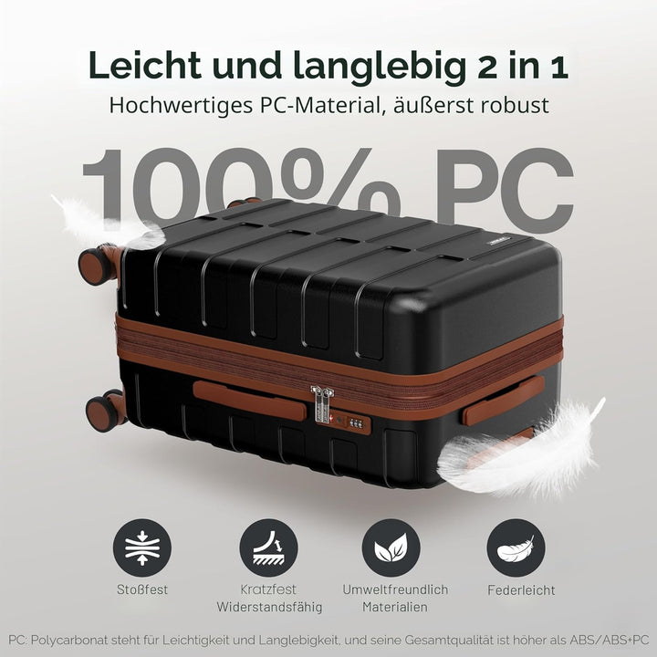 Kofferset Hartschale (3 Jahre VIP-Service) Leicht 100% PC Ultra-Langlebige Erweiterbar Trolley Handg