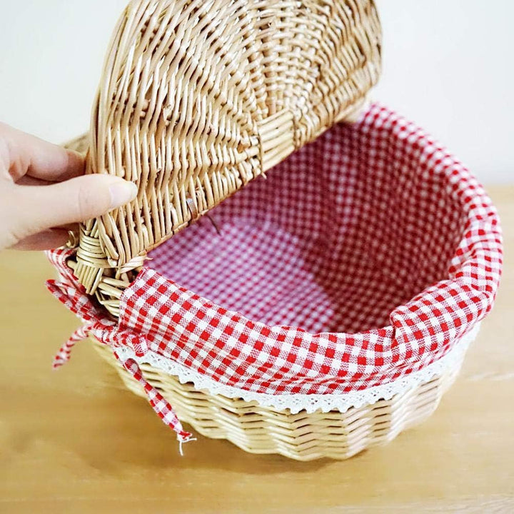 Weiden-Picknickkorb, Weidenkorb mit Deckel, Geschenkkorb leer, Pilzkorb, Campingkorb im Landhausstil