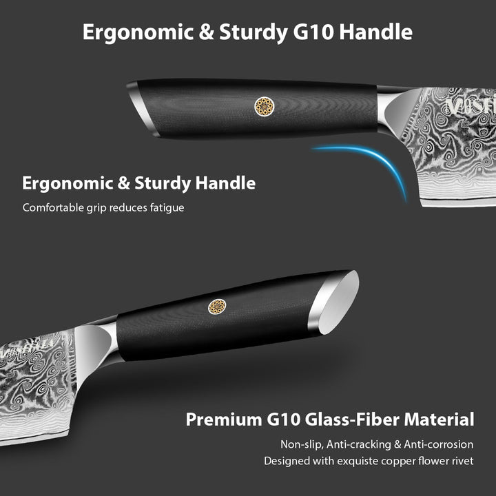 MOSFiATA Damastmesser 8 Zoll, Küchenmesser Damaststahl Kochmesser Damast Scharf Chef Knife Profi Fle